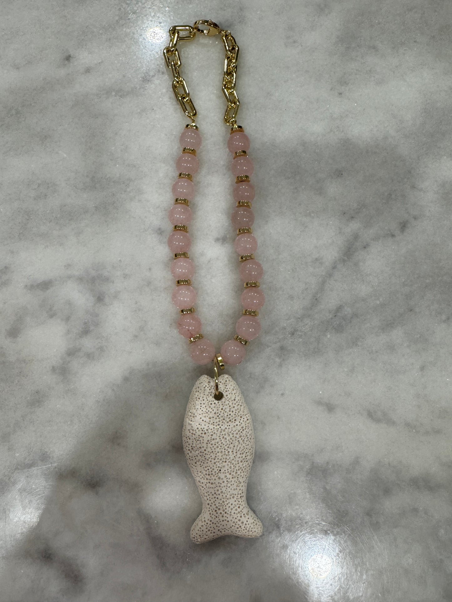 Fish necklace - light pink