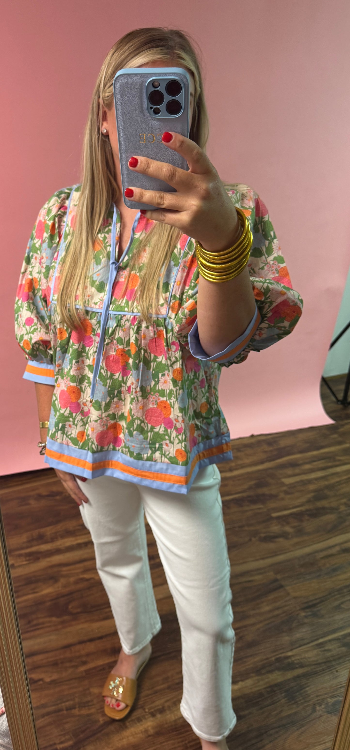 Floral Band Trim Top