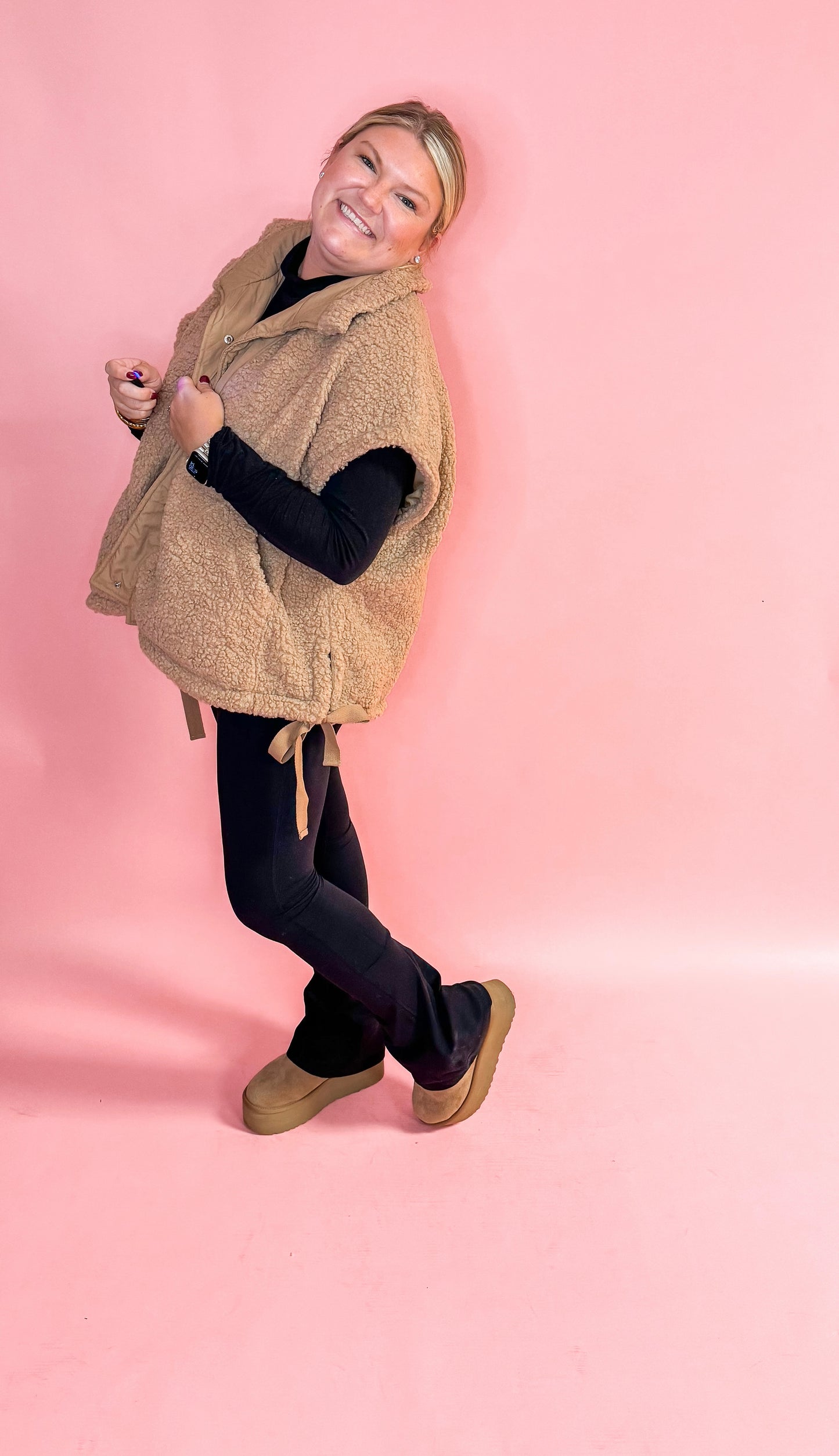 Teddy Fabric Utility Vest Jacket