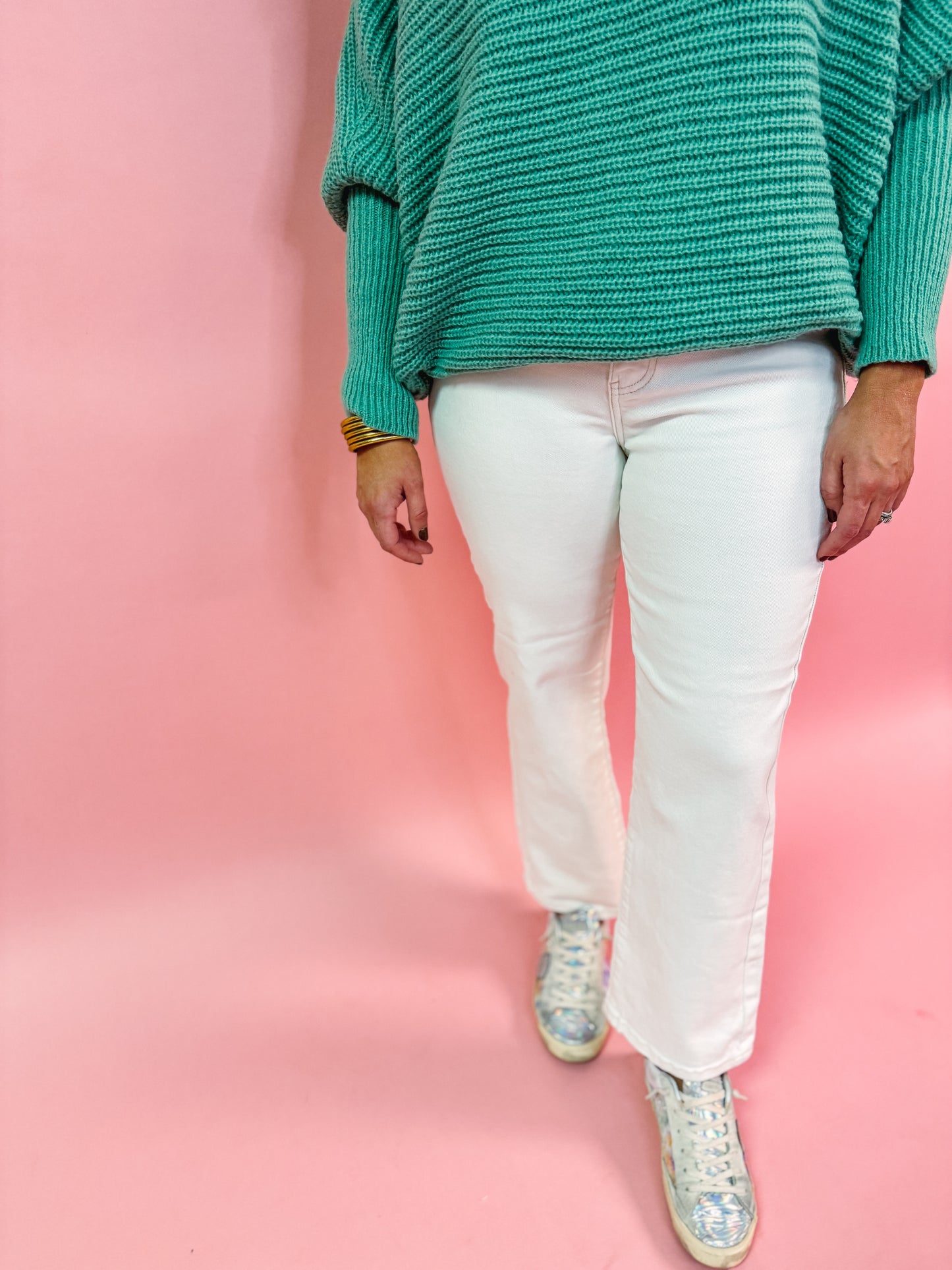 Cream Cropped Denim Jean