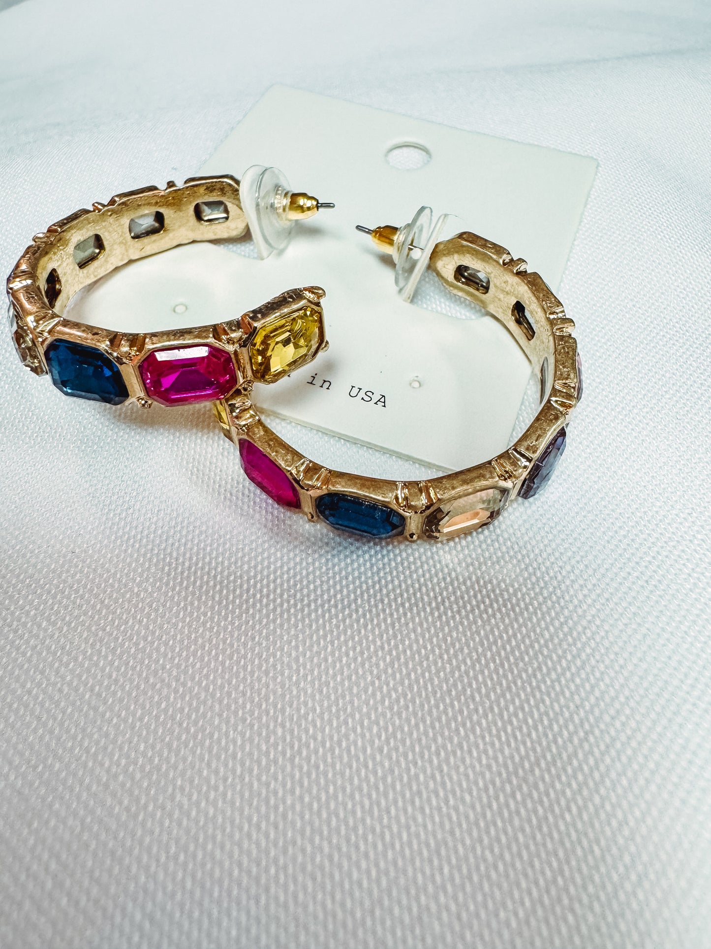 Rainbow Stone Hoops