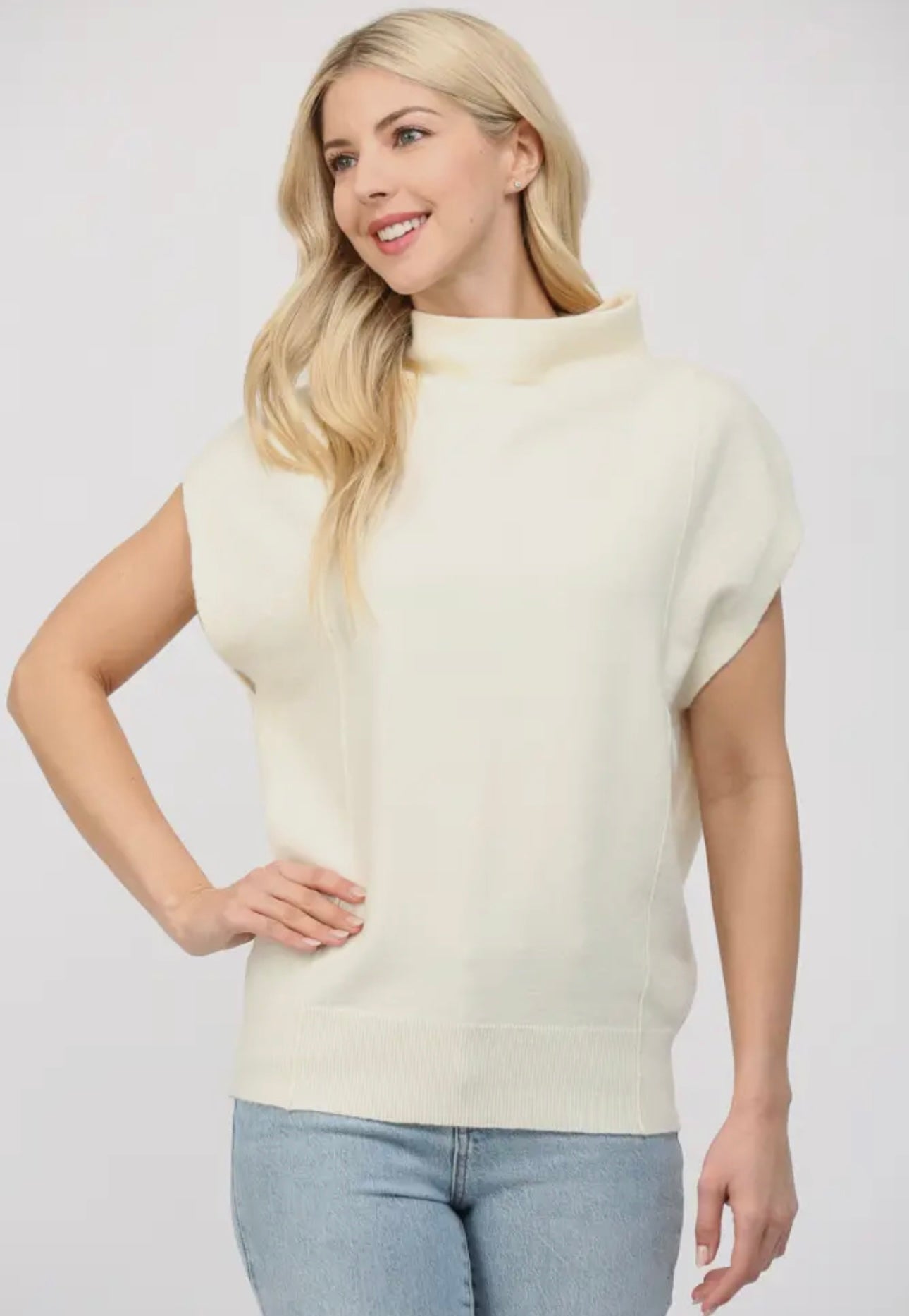 Cream Mock Neck Sweater