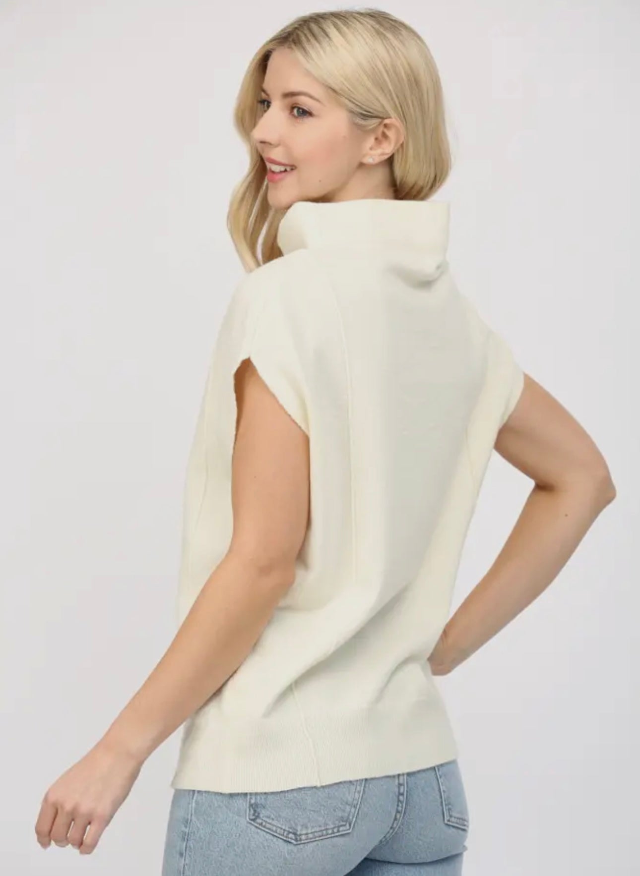 Cream Mock Neck Sweater