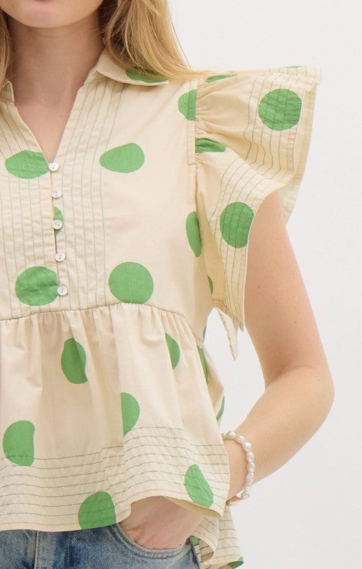 A Little Bit Flirty Top- Green