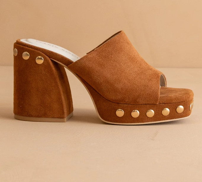 Caramel Studded Platform Heels