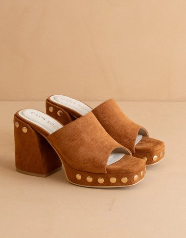 Caramel Studded Platform Heels