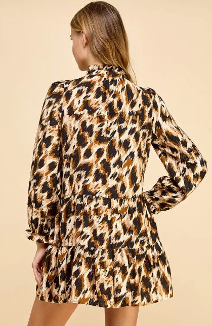 Animal Print Mock Neck Dress
