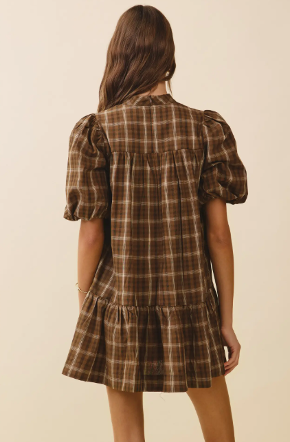 Ruffled Hem Plaid Dress