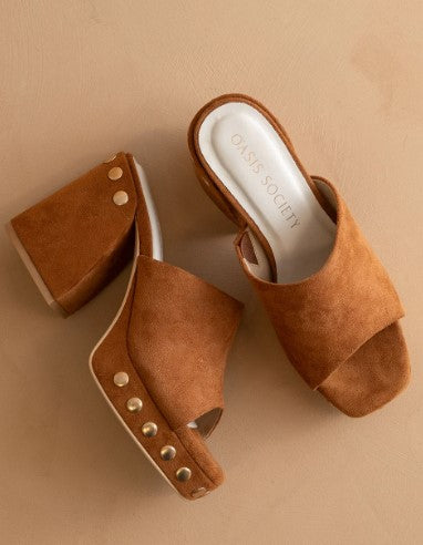 Caramel Studded Platform Heels