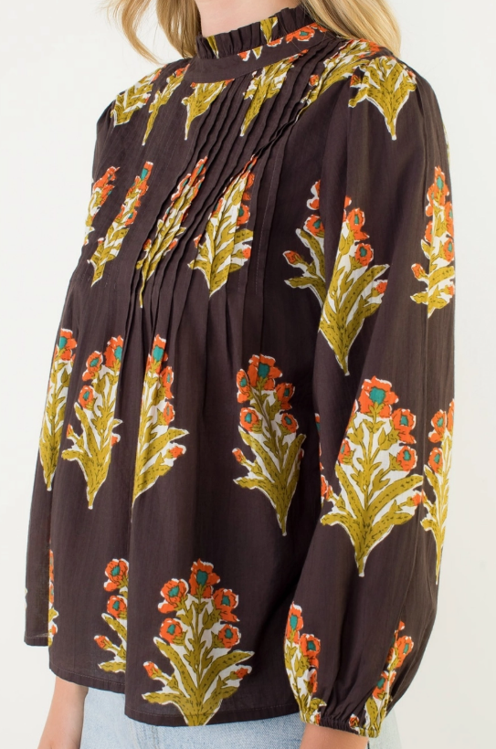 Block Print Pleated Top