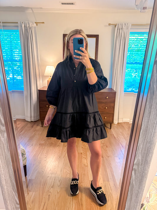 Black Collared Mini Dress
