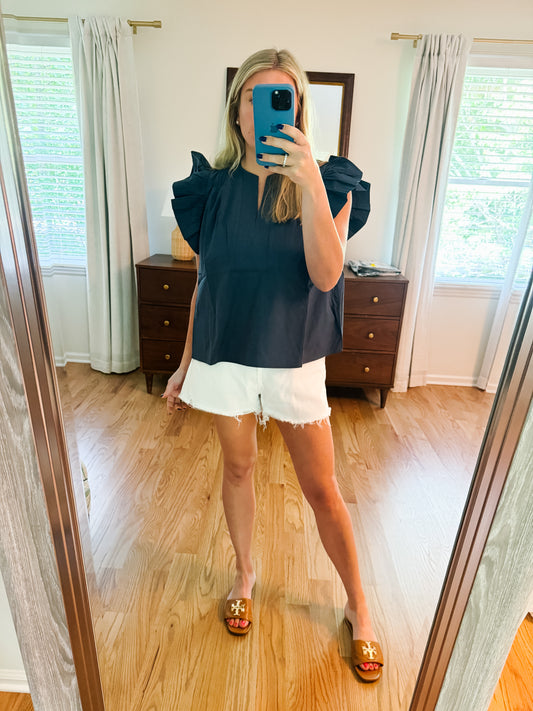 Petal Pop Top Navy