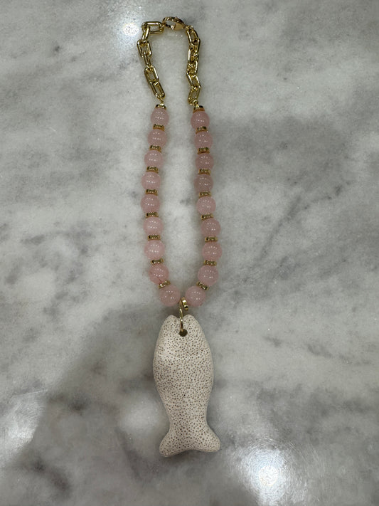 Fish necklace - light pink