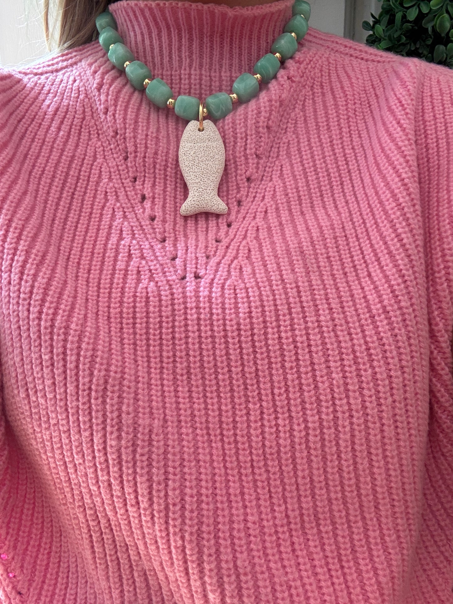 Fish Necklace, Seafoam