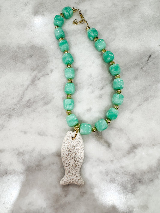 Fish Necklace, Seafoam