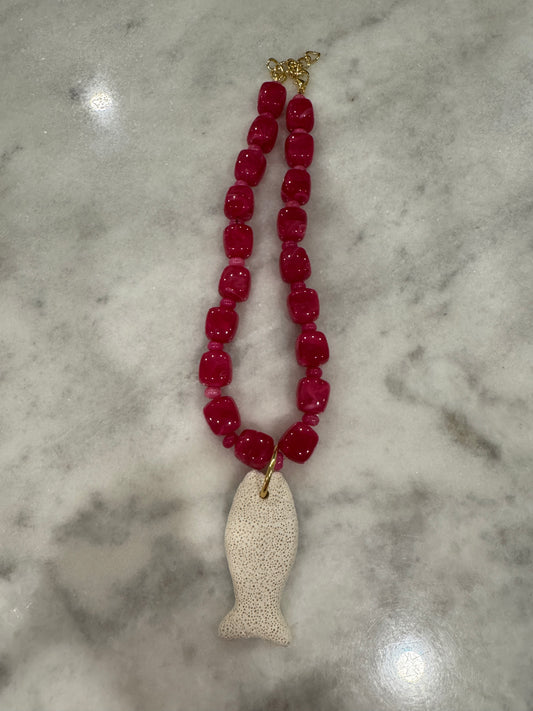 Fish Necklace, Pink