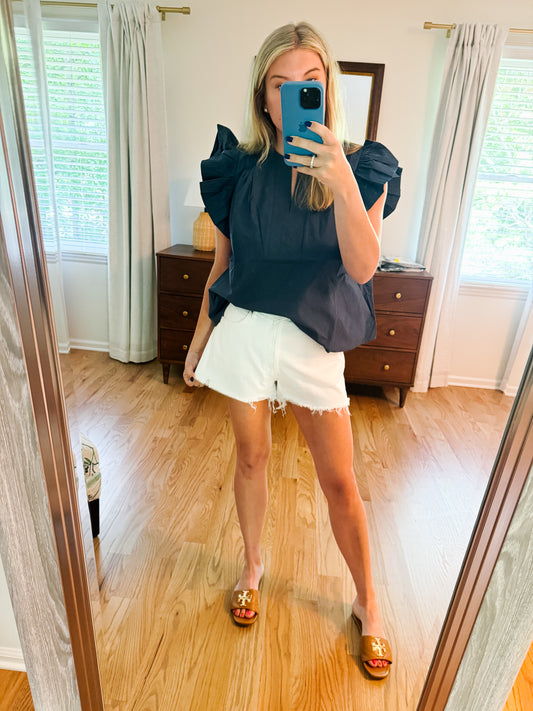 Petal Pop Top Navy