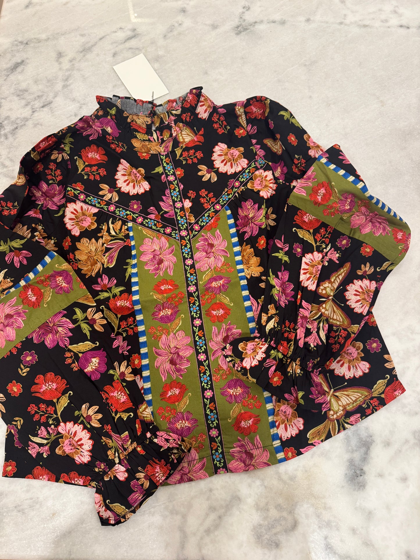 Floral Border Print Top