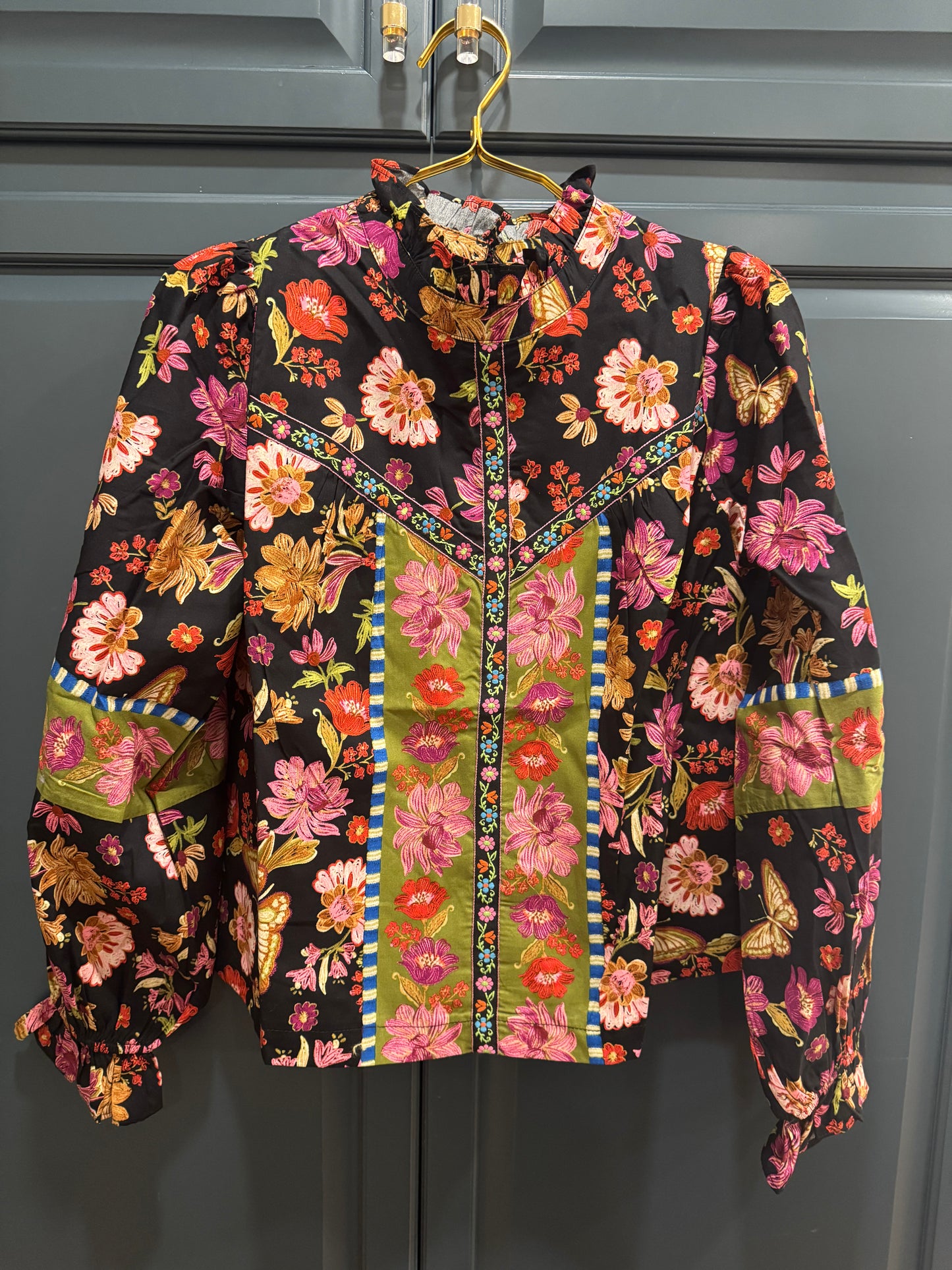 Floral Border Print Top