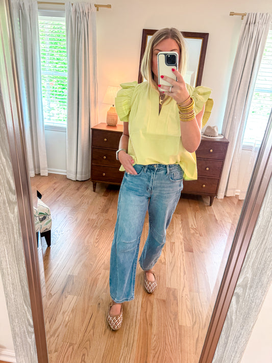 The Petal Pop Top in Sherbet Lime