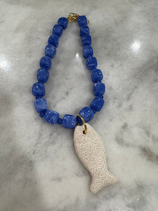 Fish Necklace, Blue