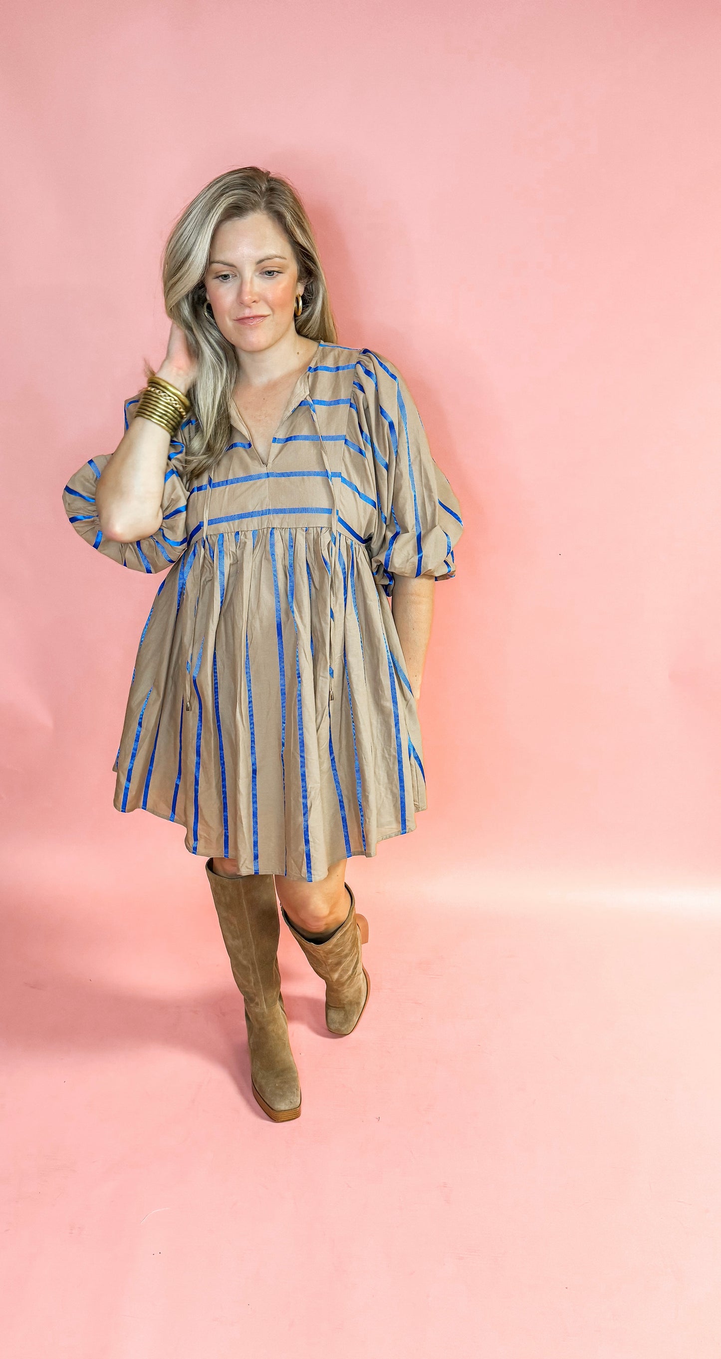 Stripe Print Babydoll Dress