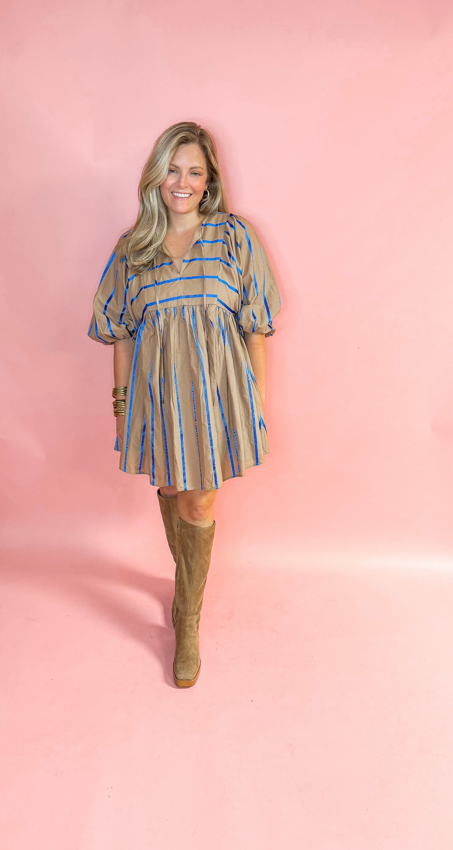 Stripe Print Babydoll Dress