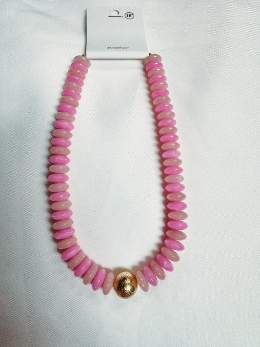 Chunky Pink Beaded Necklace