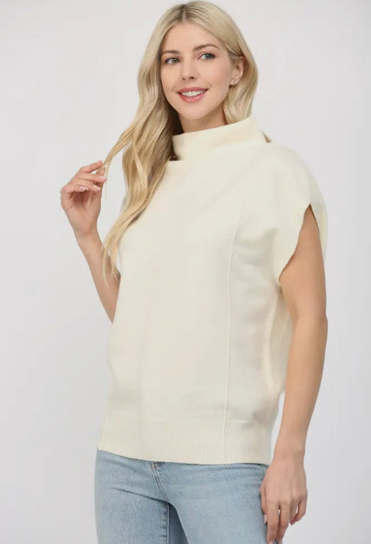 Cream Mock Neck Sweater