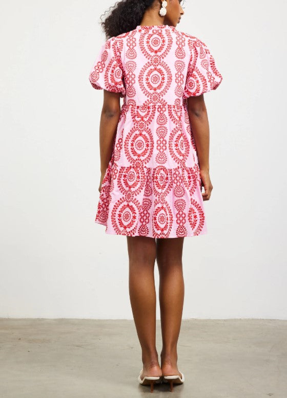 Embroidered Eyelet Short Sleeve Dress