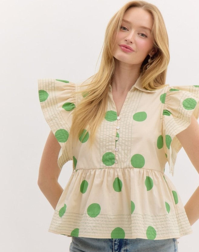 A Little Bit Flirty Top- Green