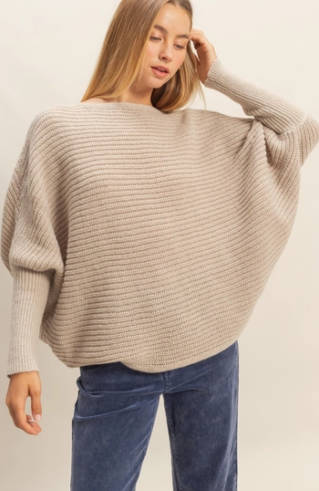 Oatmeal Crotchet Knit Sweater