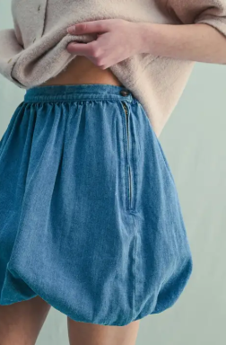 Denim Bubble Mini Skirt
