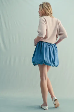 Denim Bubble Mini Skirt