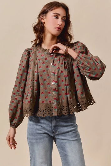 Floral Long Sleeve Lace Top