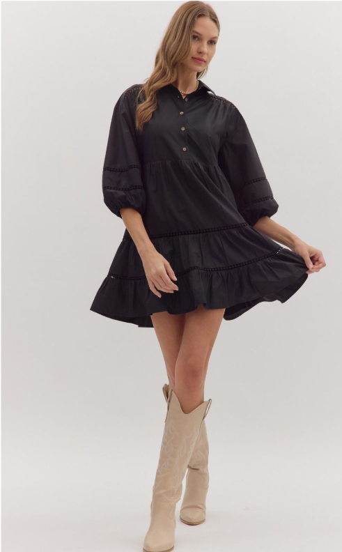 Black Collared Mini Dress