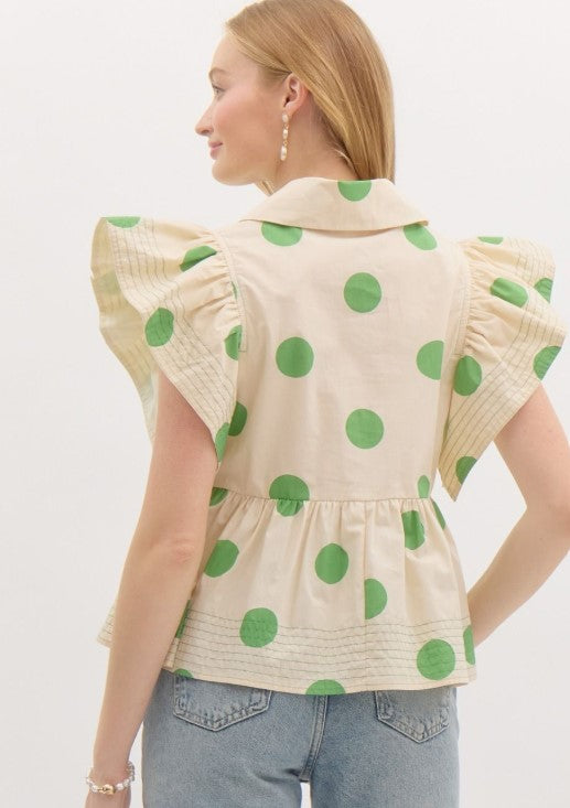 A Little Bit Flirty Top- Green
