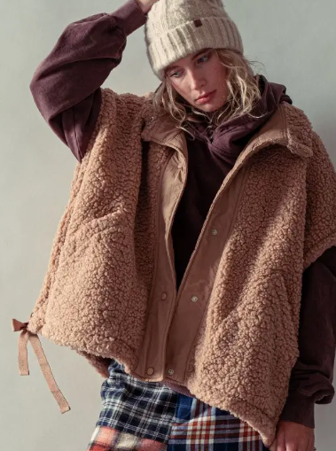 Teddy Fabric Utility Vest Jacket